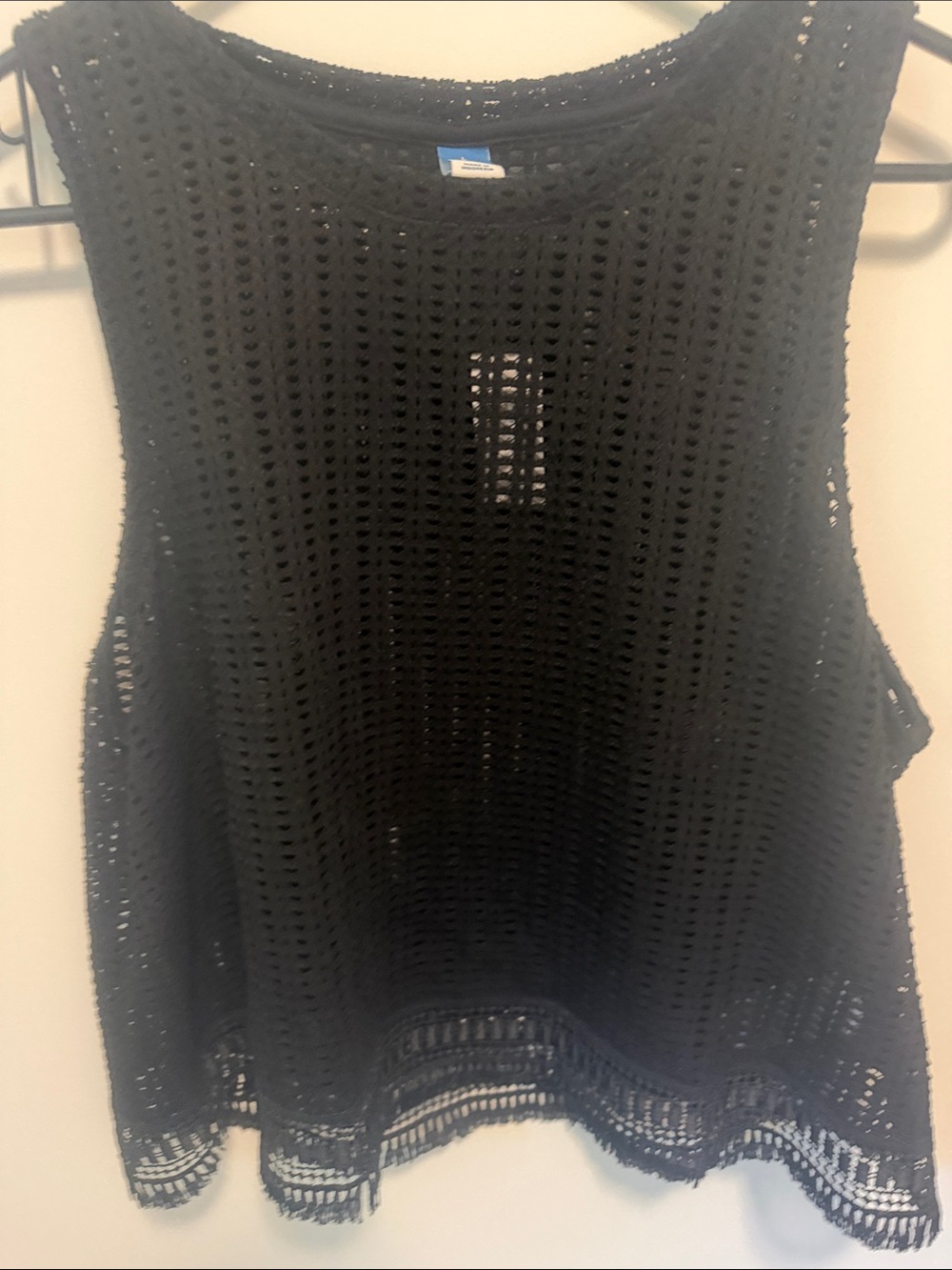 Old Navy Black Open-Knit Sleeveless Top